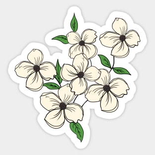 White Dogwood floral Hand Drawn Gardening Gift Sticker